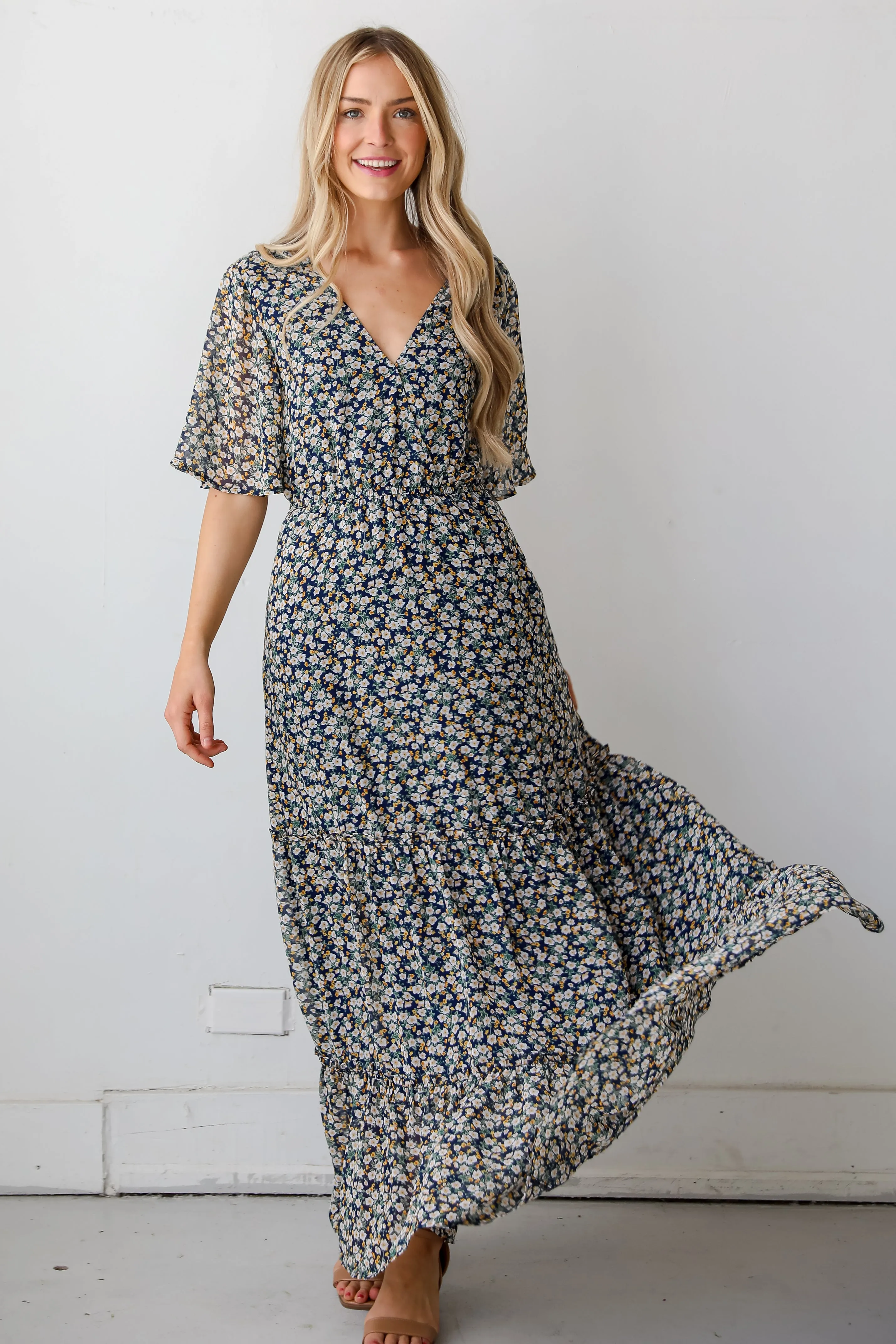 FINAL SALE - Deeply Darling Navy Floral Maxi Dress