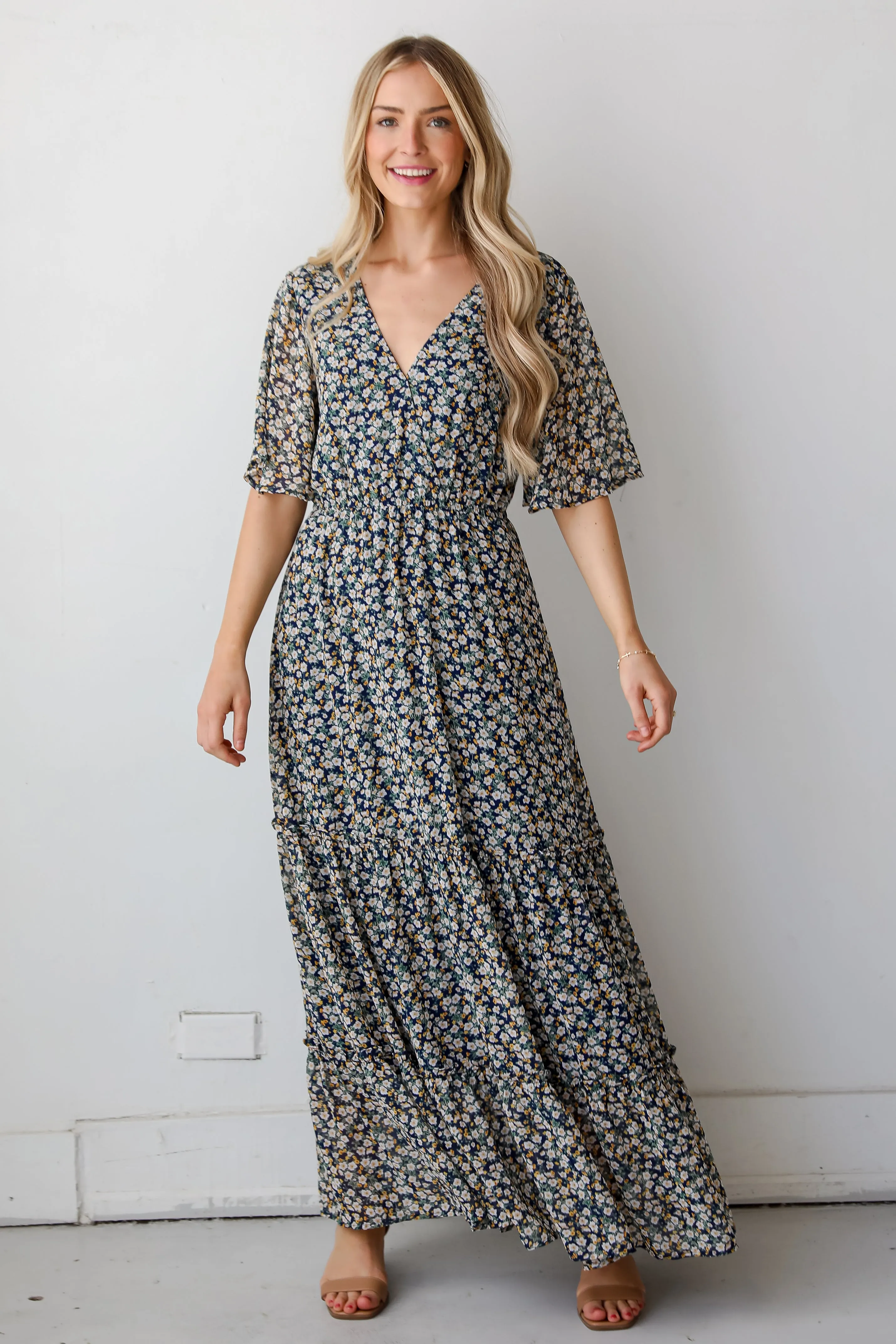 FINAL SALE - Deeply Darling Navy Floral Maxi Dress