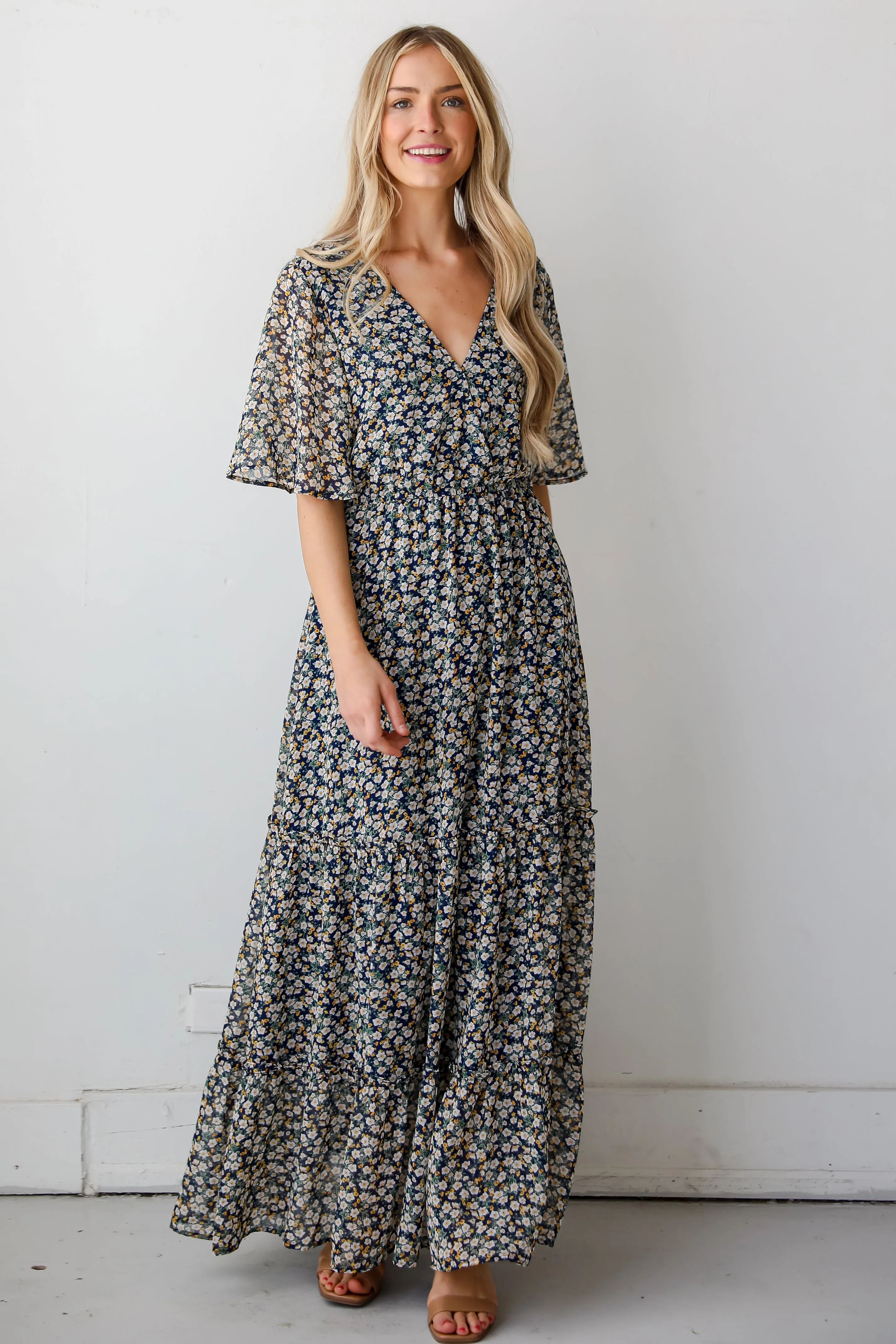 FINAL SALE - Deeply Darling Navy Floral Maxi Dress