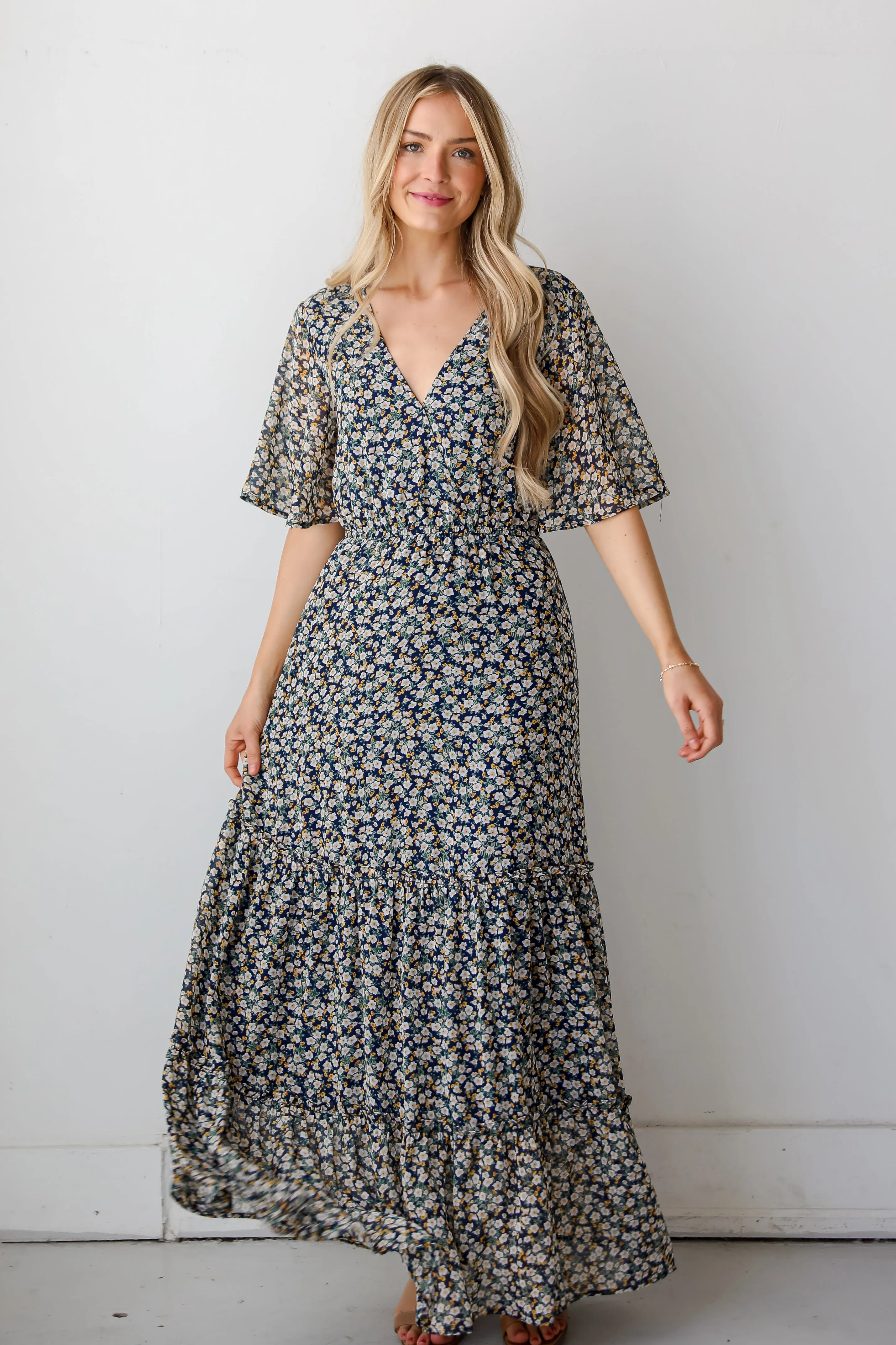 FINAL SALE - Deeply Darling Navy Floral Maxi Dress