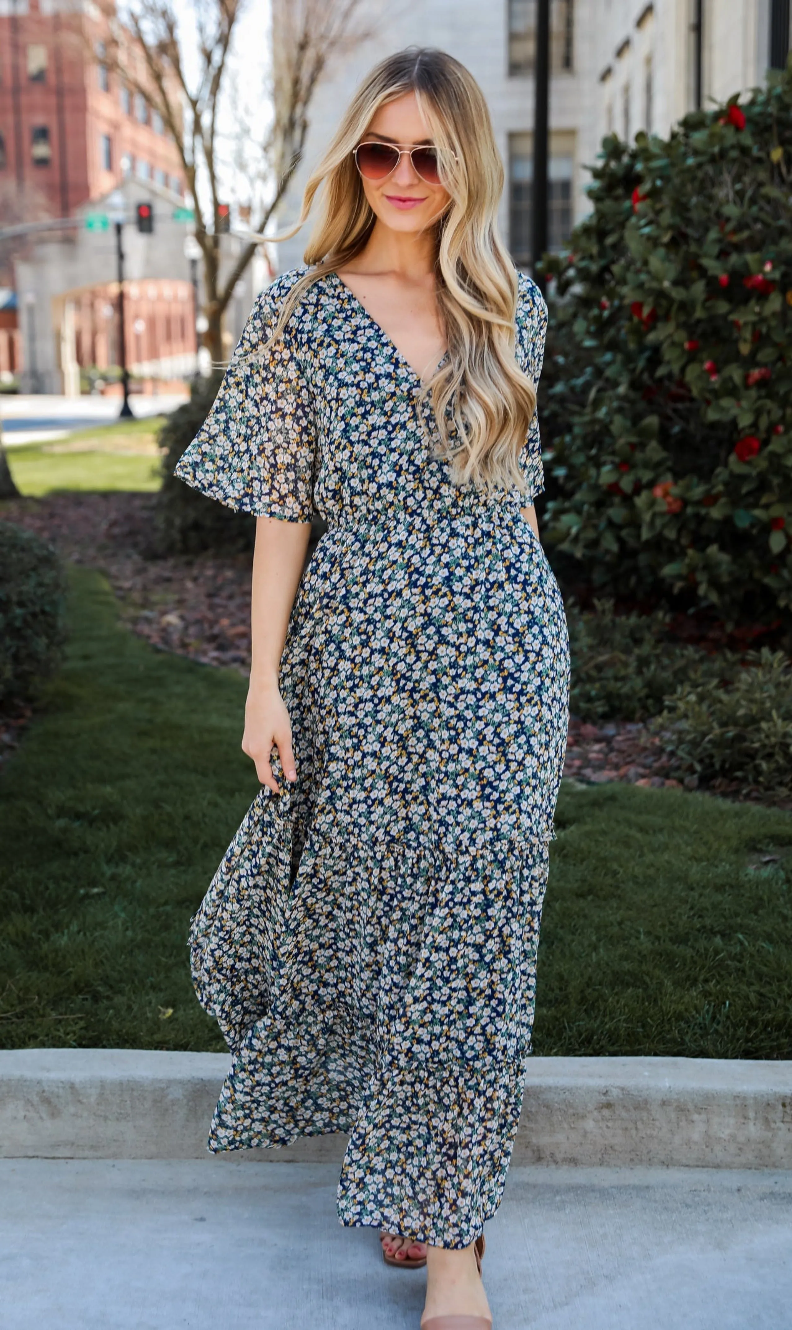 FINAL SALE - Deeply Darling Navy Floral Maxi Dress