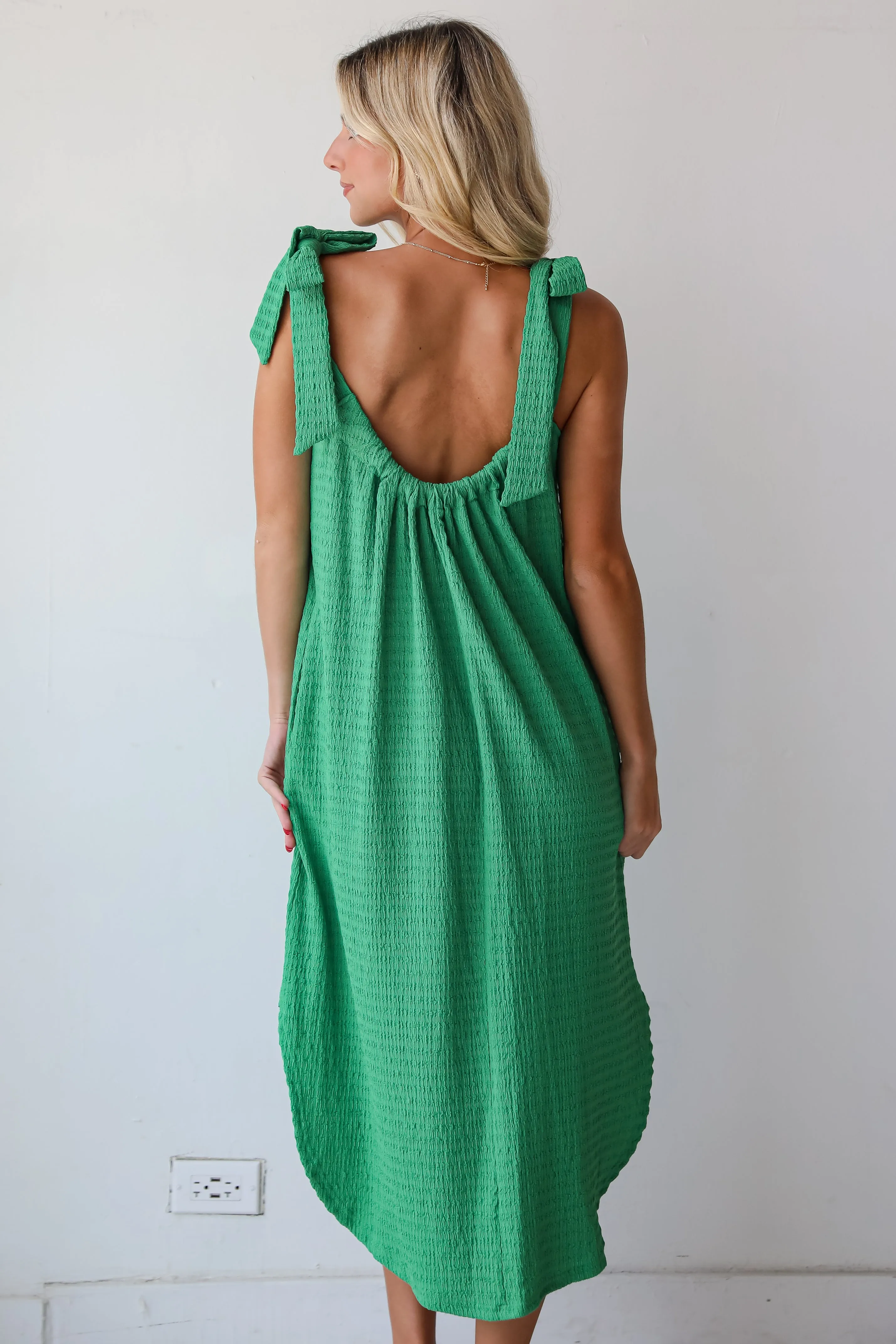 FINAL SALE - Playful Style Green Textured Midi Dress