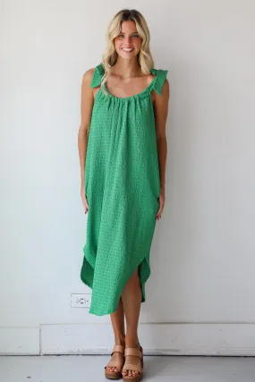 FINAL SALE - Playful Style Green Textured Midi Dress