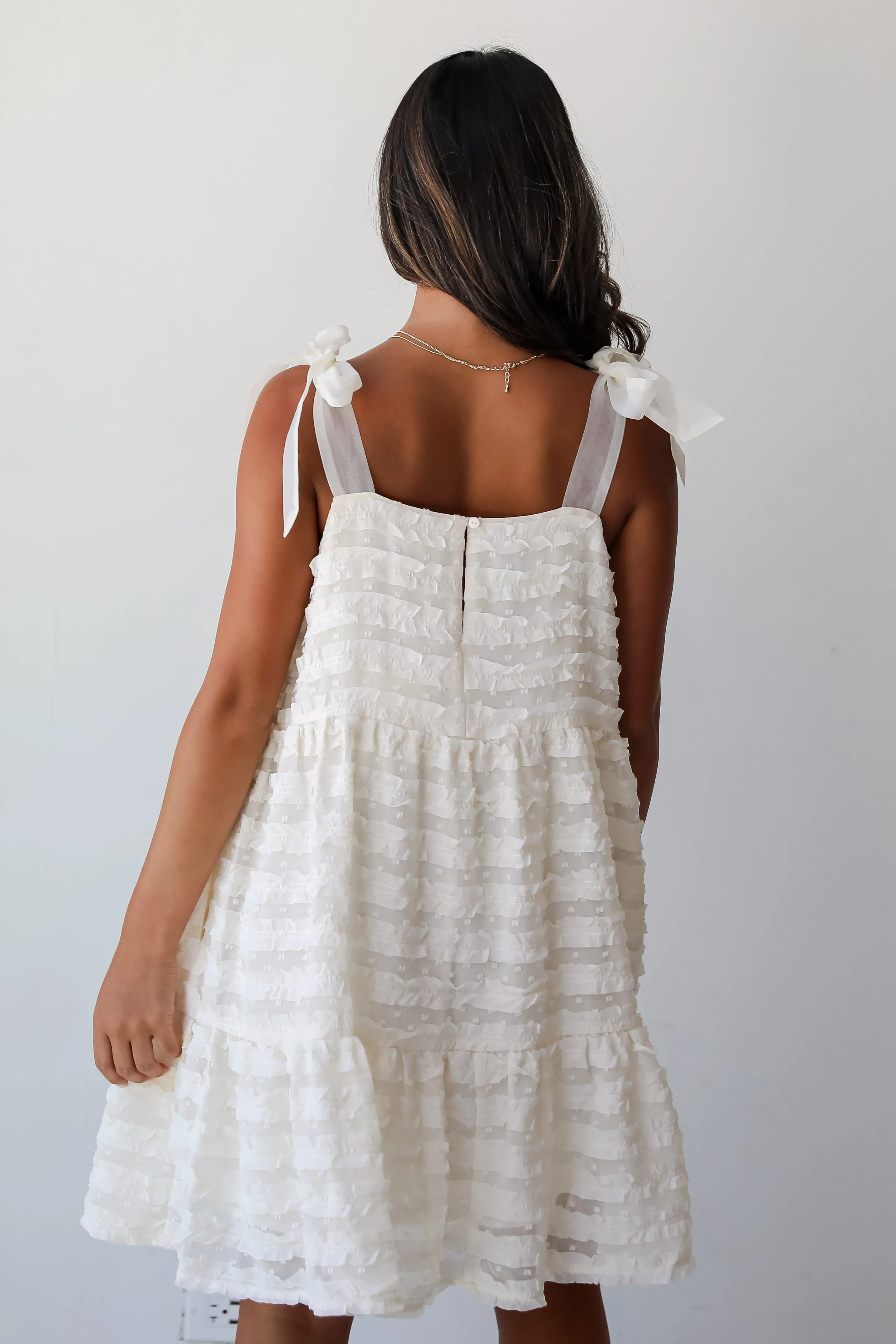 FINAL SALE - Regal Moment Cream Ruffle Mini Dress