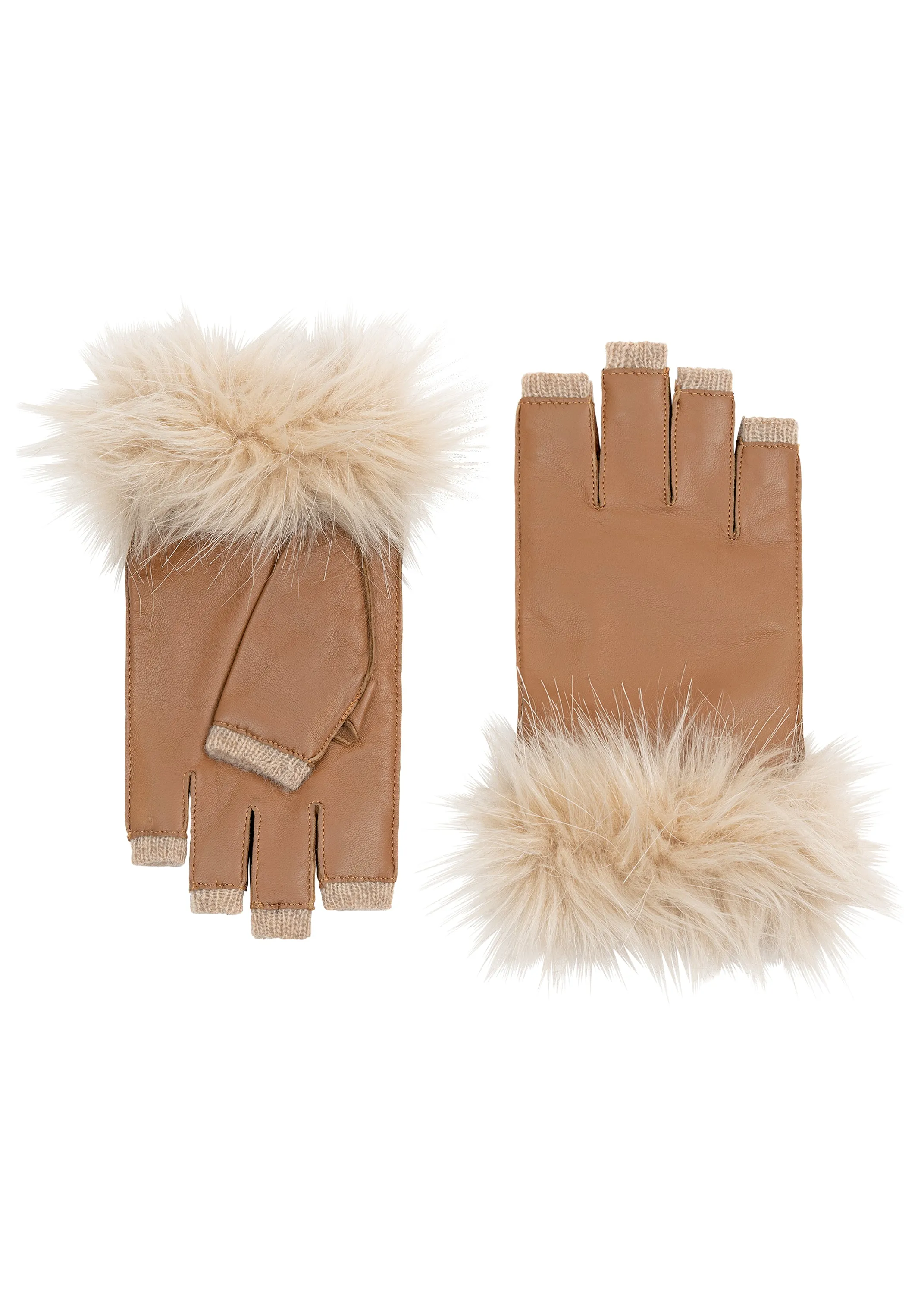 Fingerless Faux Fur Cuff in Luggage