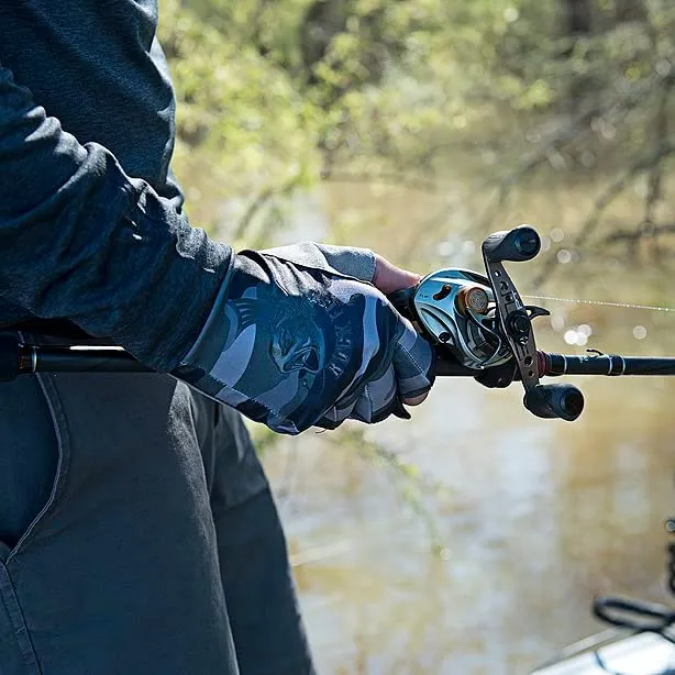 Fingerless Fishing Gloves, Black Camo