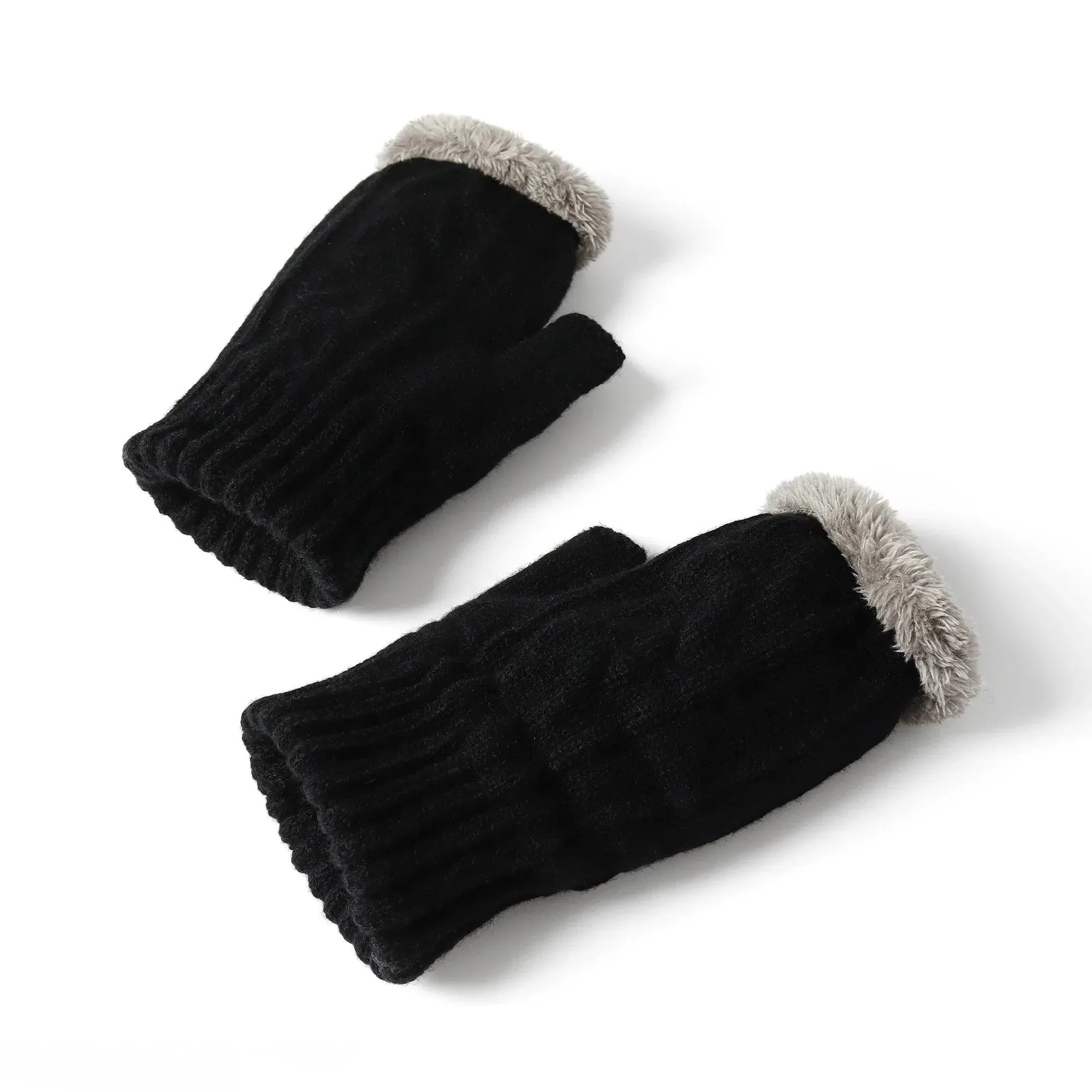 Fingerless Ultra Plush Knit Gloves