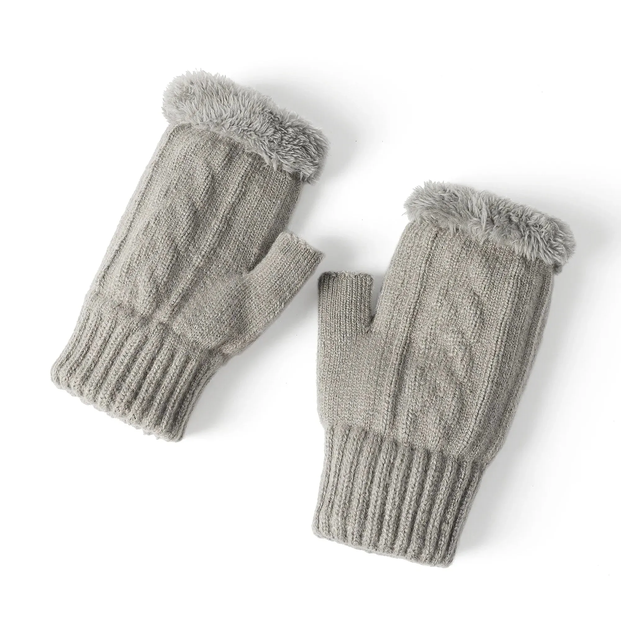 Fingerless Ultra Plush Knit Gloves