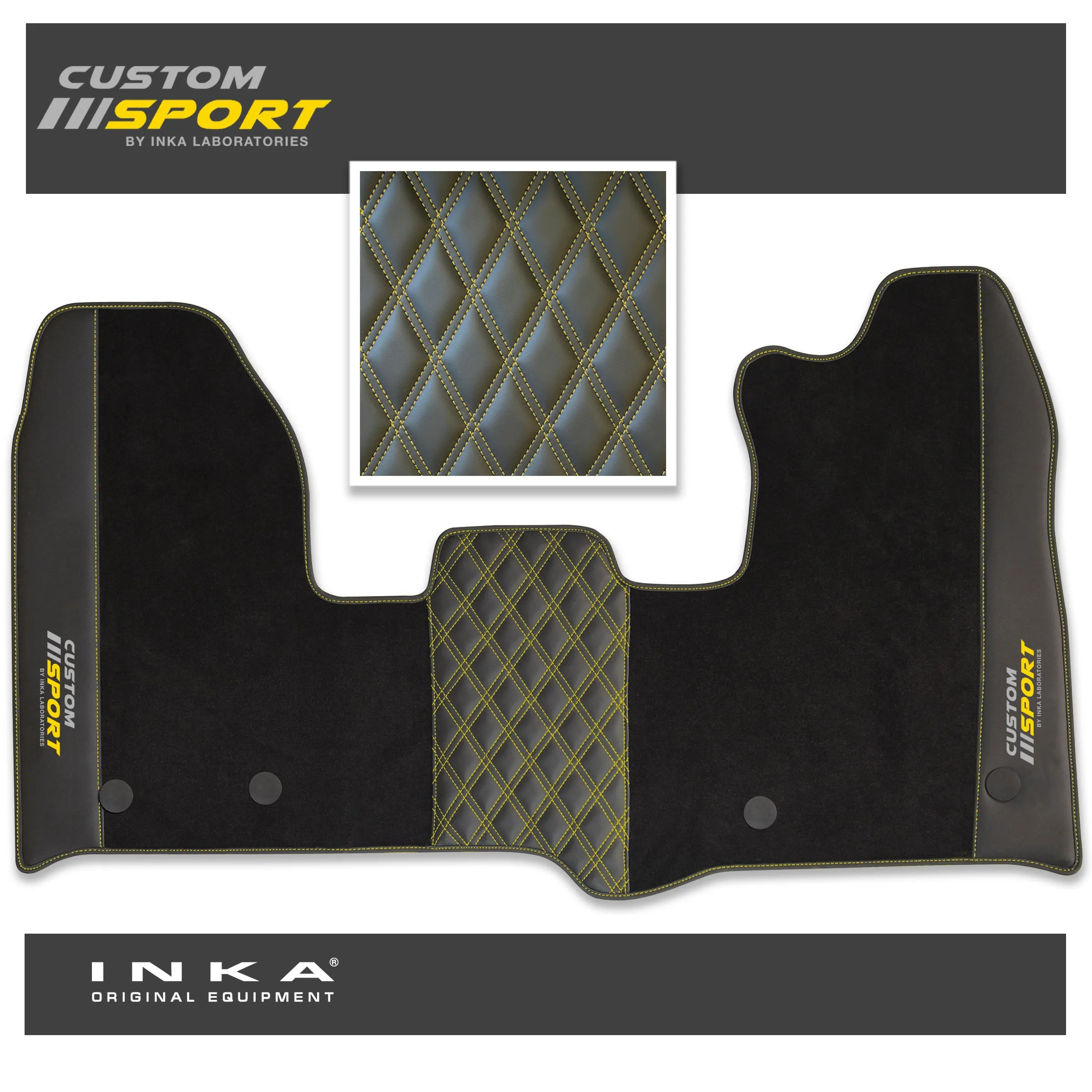 Ford Transit Custom INKA Custom Sport Bentley Leatherette Front Tailored Carpet Mat Black MY12-23