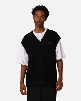 Fred Perry Contrast Texture Knitted Tank Vest Black