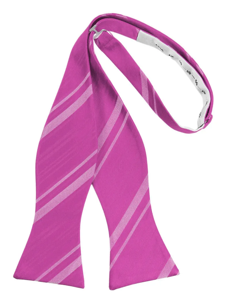 Fuchsia Striped Satin Self-Tie Formal Bow Tie