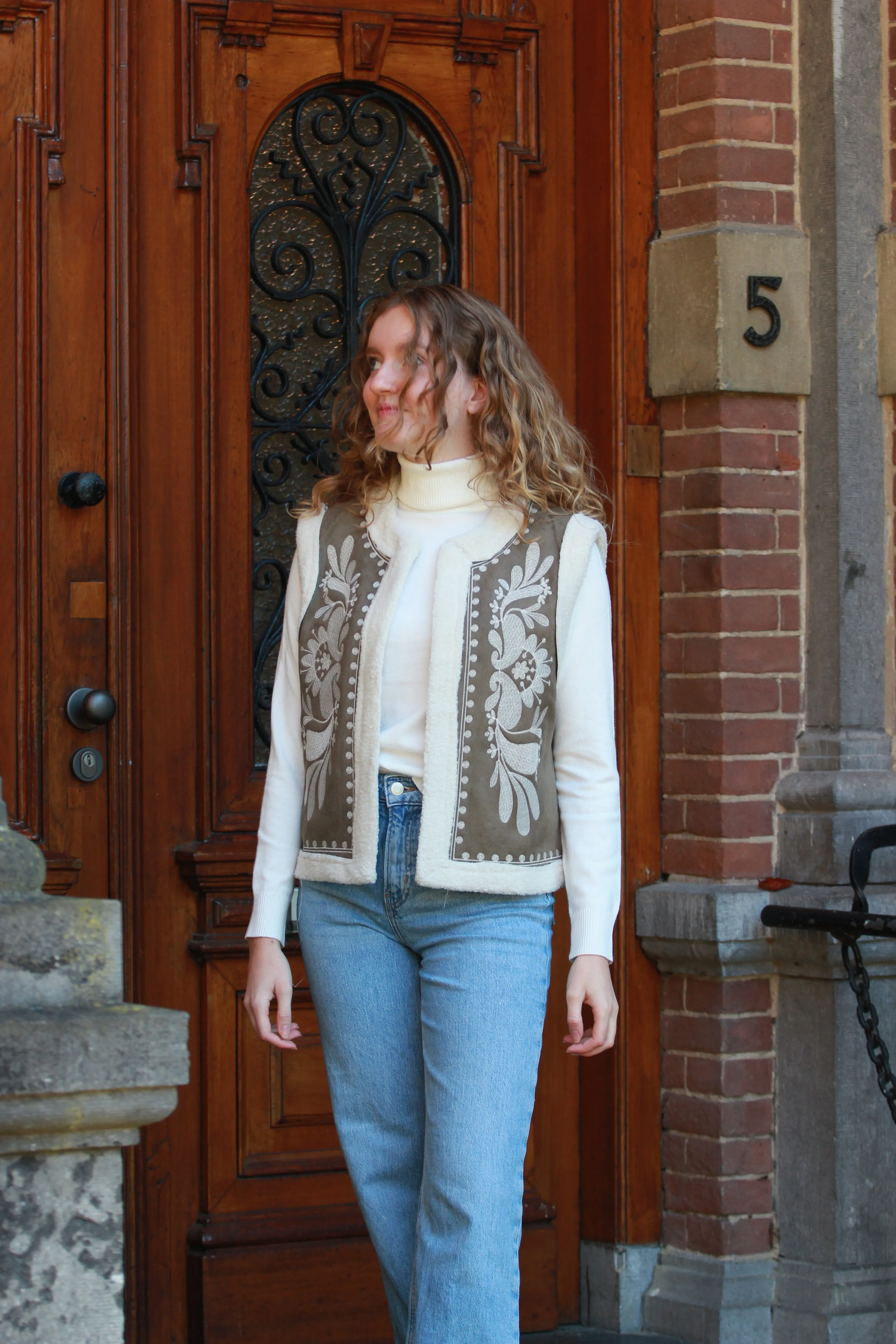 Gilet Cloé | Groen-wit