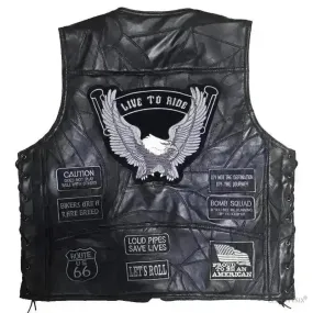 Gilet en cuir moto sans manche