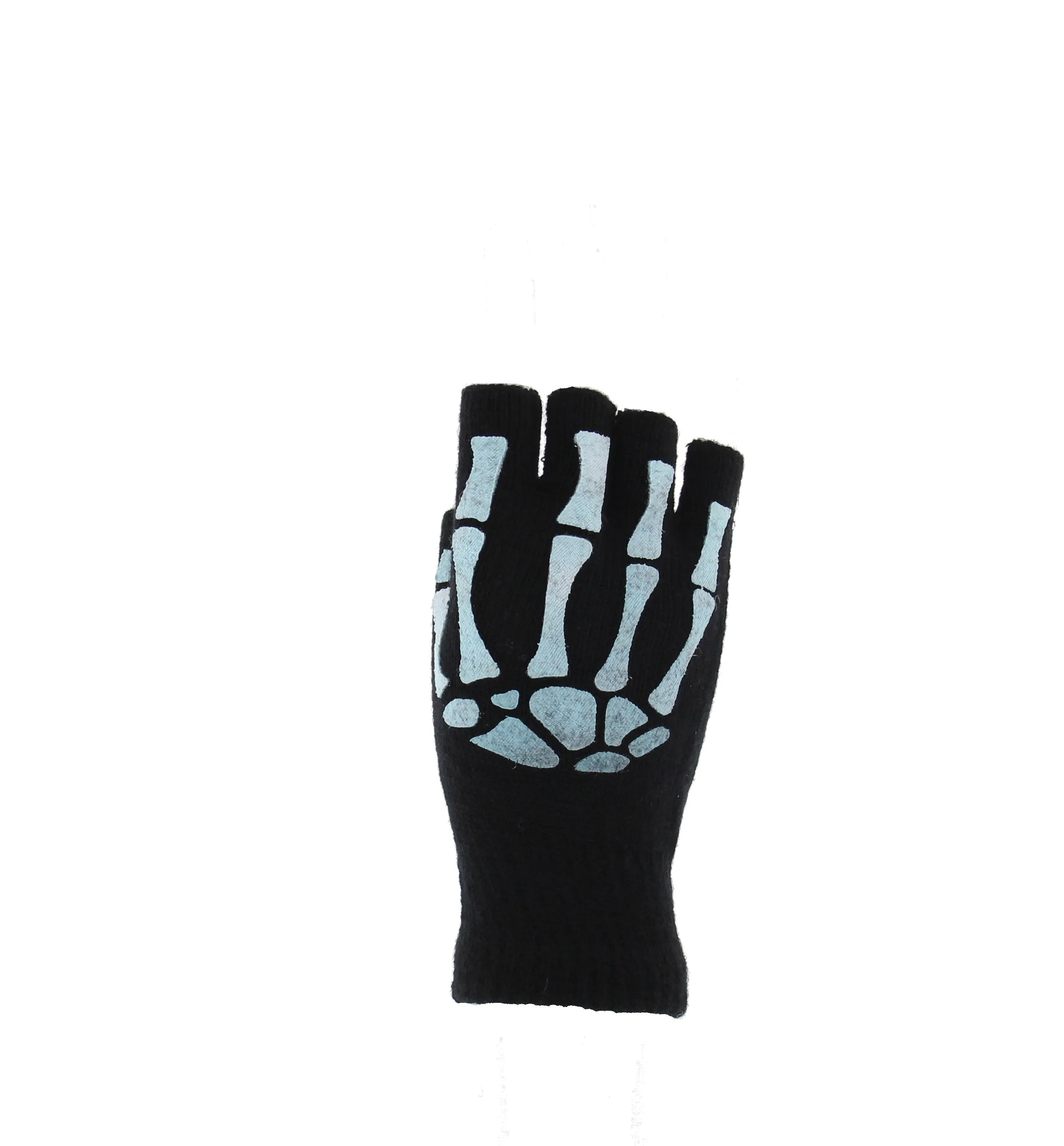 Glow In The Dark Short Fingerless Skeleton Gloves