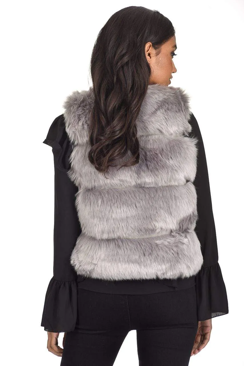 Grey Short Faux Fur Gilet