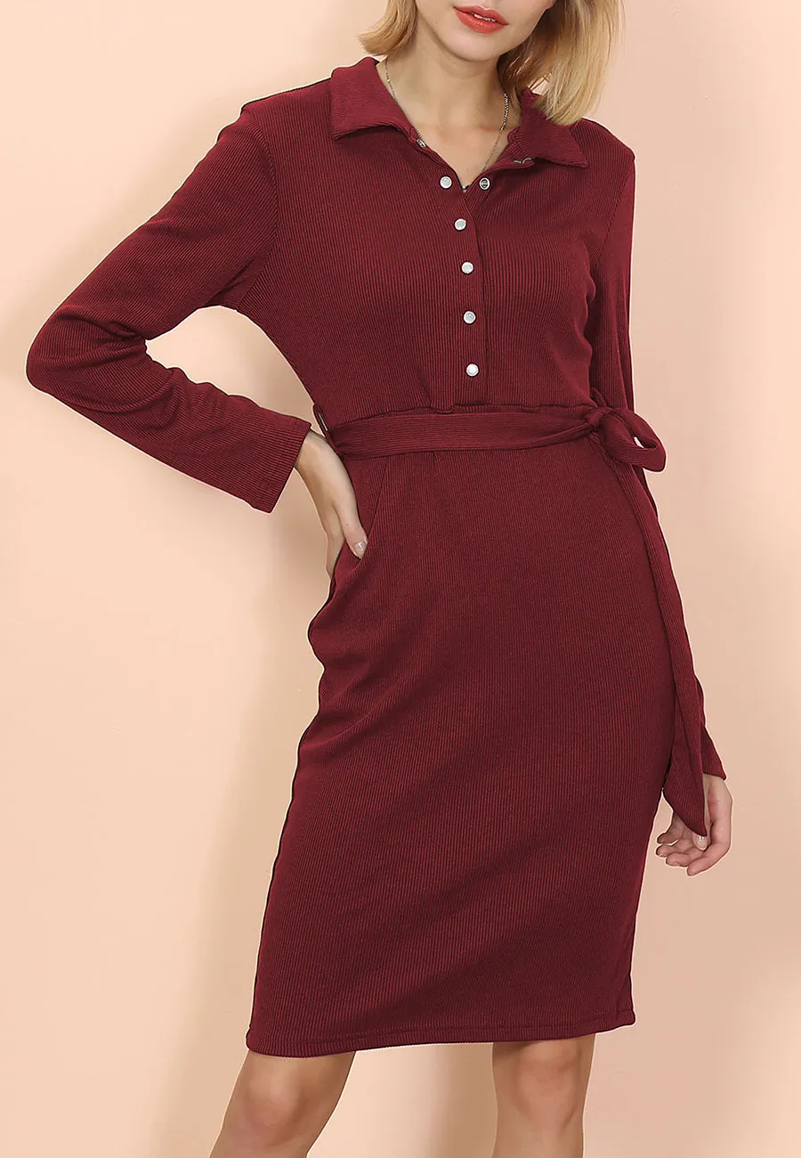 Half Button Front Shirt Dress