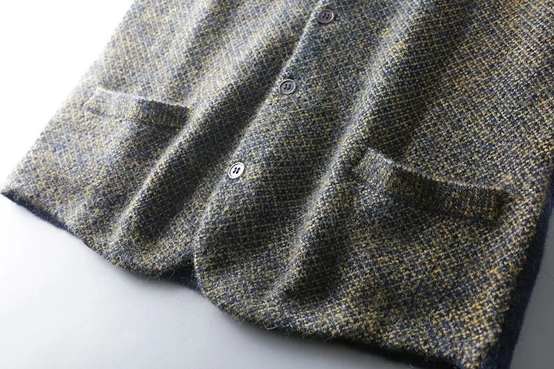 Heavy goods Italian order! Mohair   wool autumn and winter men's knitted cardigan sweater vest