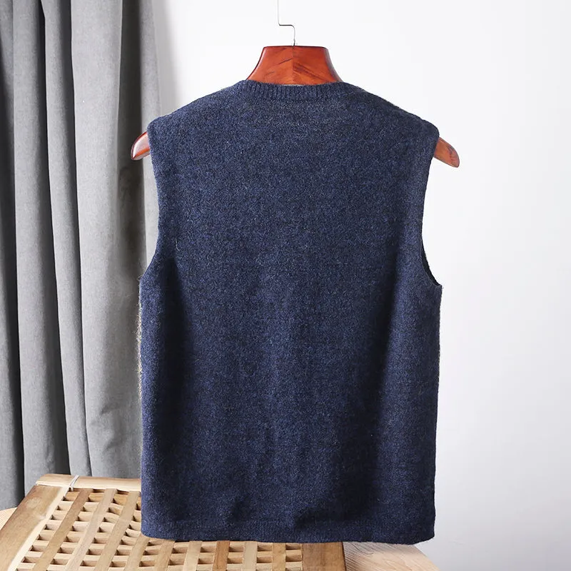 Heavy goods Italian order! Mohair   wool autumn and winter men's knitted cardigan sweater vest