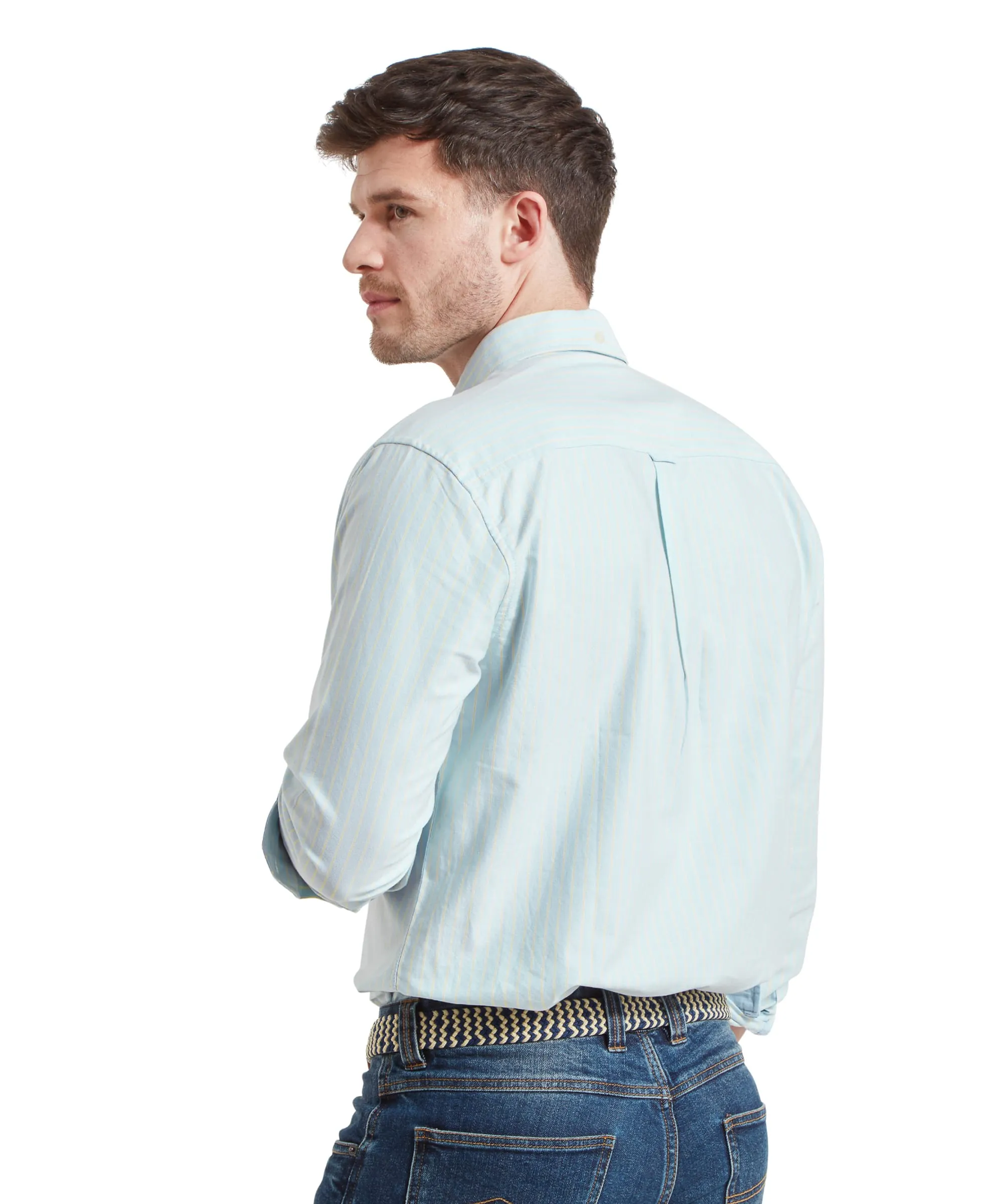 Holt Soft Oxford Tailored Shirt - Pale Blue/Lemon Stripe