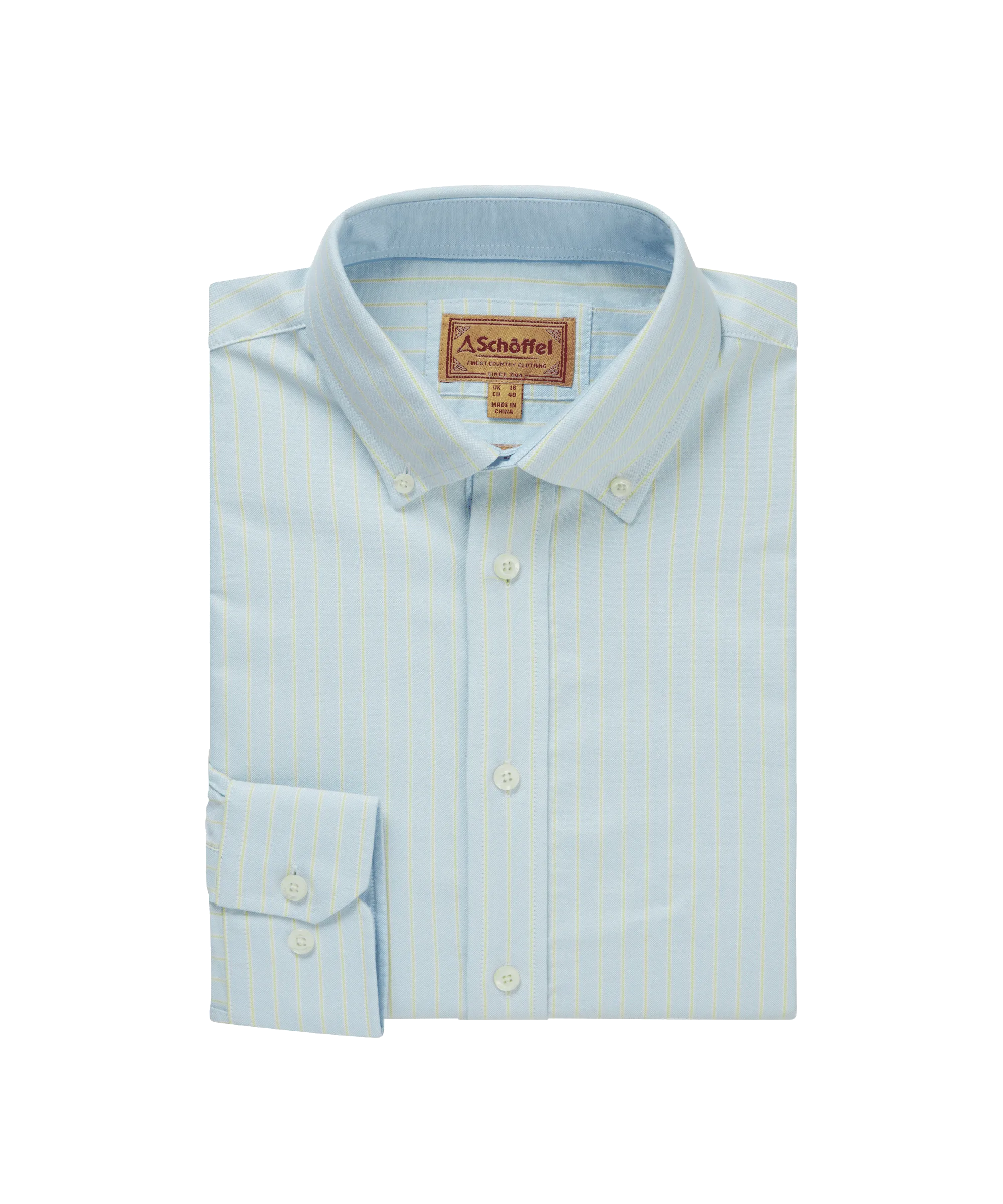 Holt Soft Oxford Tailored Shirt - Pale Blue/Lemon Stripe