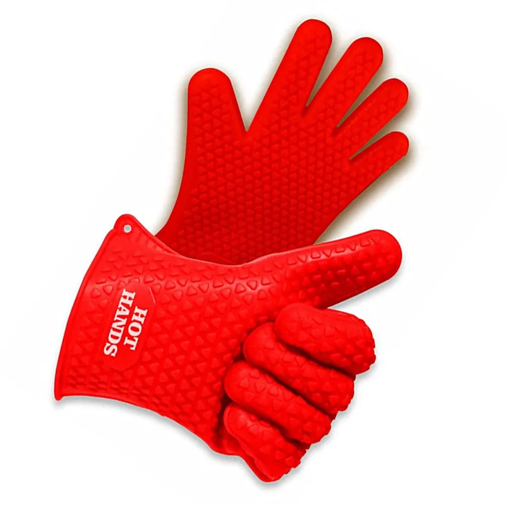 Hot Hands Heat-Resistant Non-Slip Silicone Cooking Gloves - Two Pack