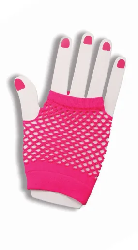 Hot Pink Fishnet Fingerless Gloves