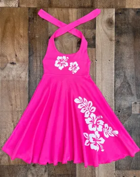 Hot Pink Hawaiian Luau Tropical Dress