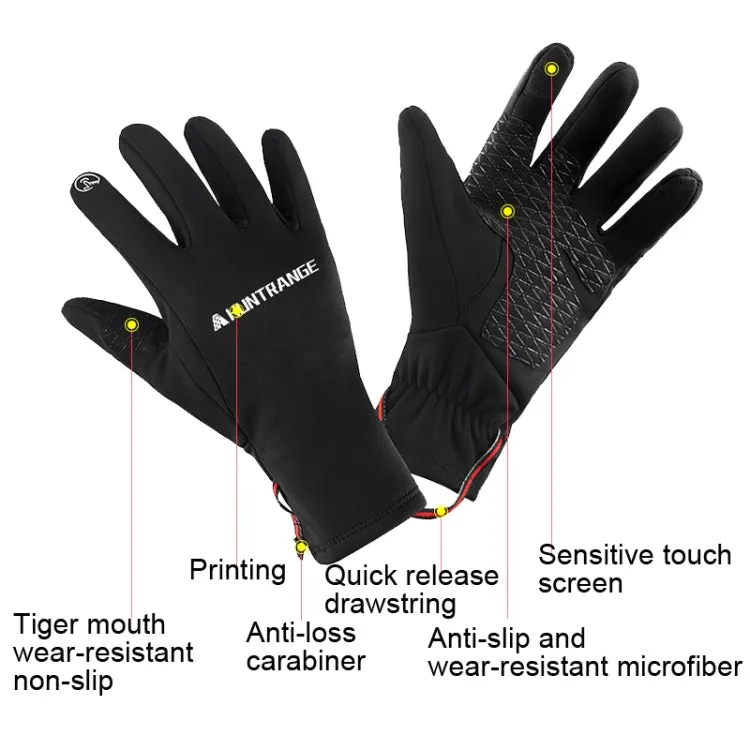 HUNTRANGE A037 Plus Velvet Sports Windproof Waterproof Touch Screen Riding Gloves, Size: XL(Black)