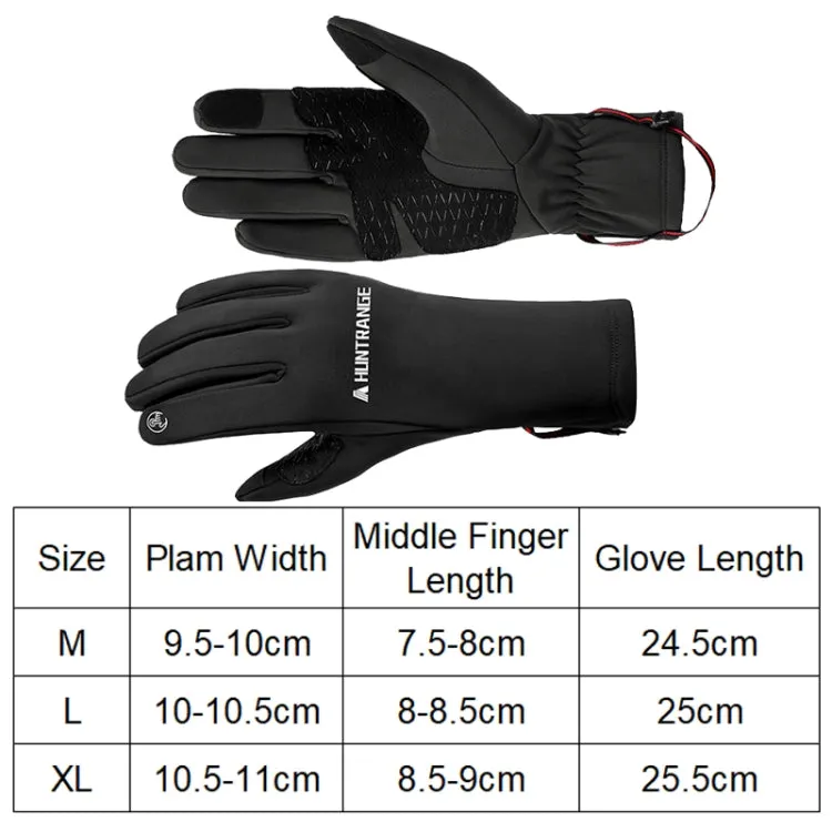 HUNTRANGE A037 Plus Velvet Sports Windproof Waterproof Touch Screen Riding Gloves, Size: XL(Black)