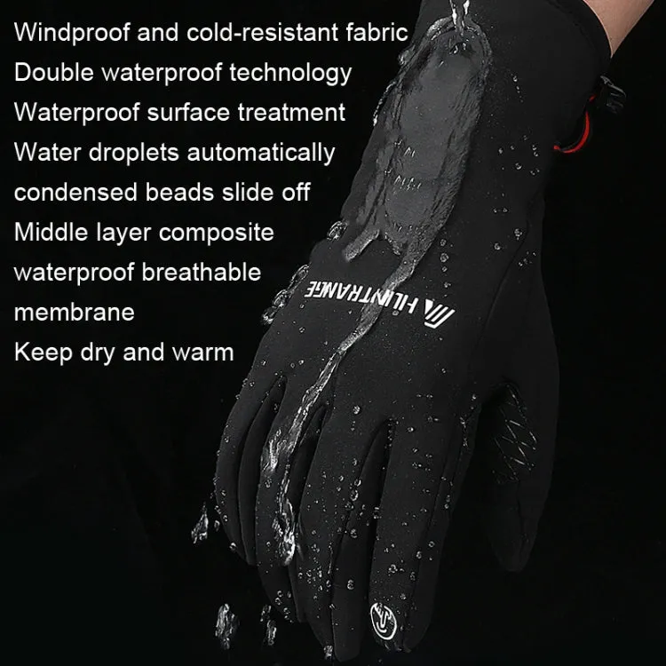 HUNTRANGE A037 Plus Velvet Sports Windproof Waterproof Touch Screen Riding Gloves, Size: XL(Black)