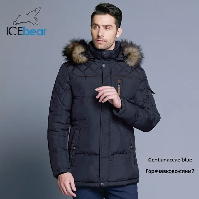 ICEbear 2018 Fashion Winter New Jacket Men Warm Coat Fashion Casual Parka Medium-Long Thickening Coat Men For Winter 15MD927D