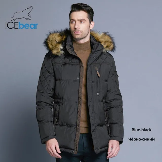 ICEbear 2018 Fashion Winter New Jacket Men Warm Coat Fashion Casual Parka Medium-Long Thickening Coat Men For Winter 15MD927D