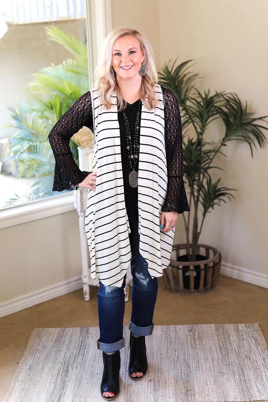 In Line With Style Stripe Vest in Ivory