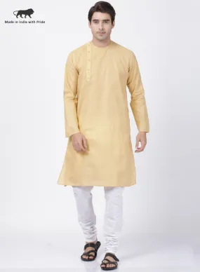 Jashvi Men's Beige Cotton Blend Kurta and Pyjama Set