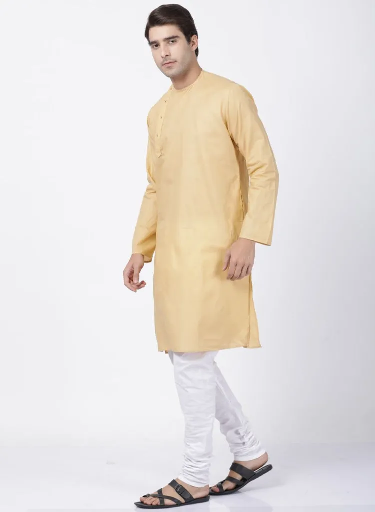 Jashvi Men's Beige Cotton Blend Kurta and Pyjama Set