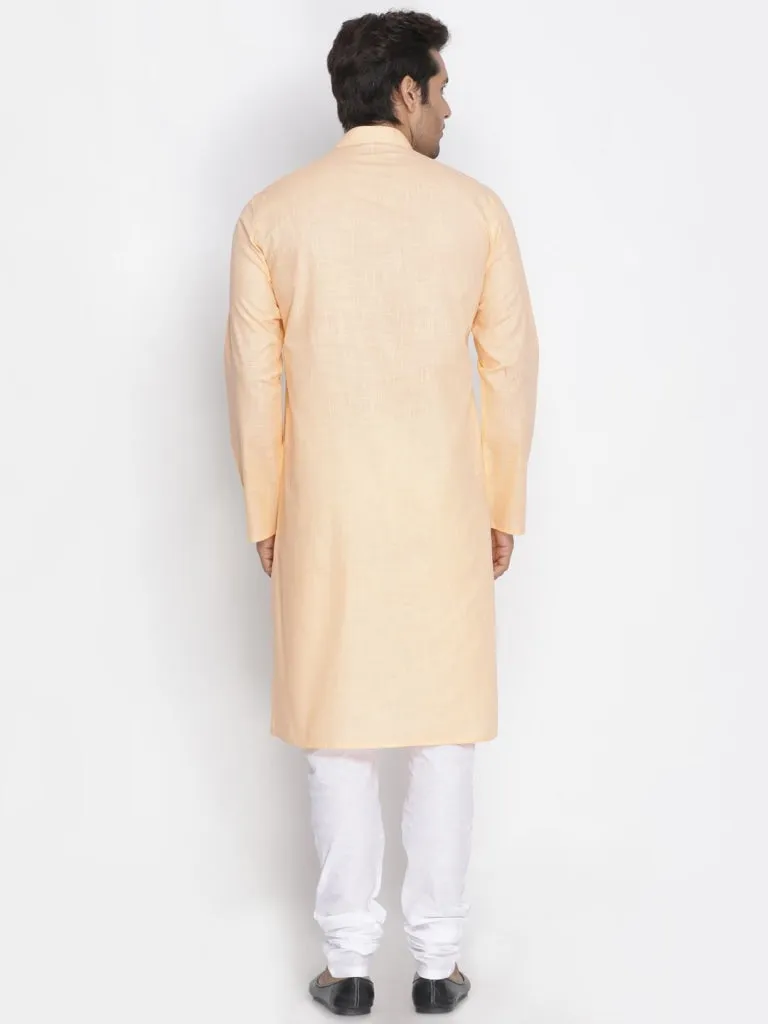 Jashvi Men's Beige Cotton Kurta and Pyjama Set