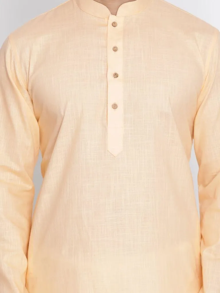 Jashvi Men's Beige Cotton Kurta and Pyjama Set