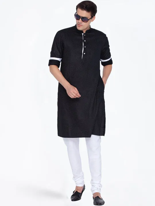 Jashvi Men's Black Cotton Kurta Pajama Set