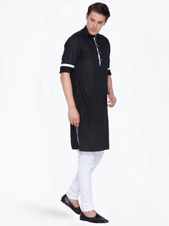 Jashvi Men's Black Cotton Kurta Pajama Set