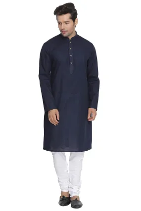 Jashvi Men's Blue Cotton Kurta and Pyjama Set