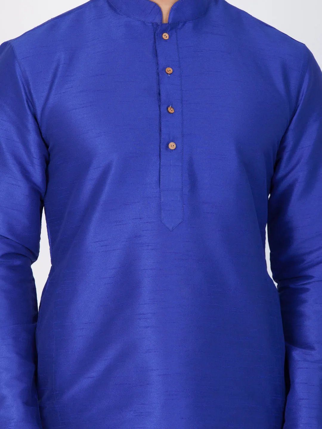 Jashvi Men's Blue Cotton Silk Blend Kurta and Dhoti Pant Set