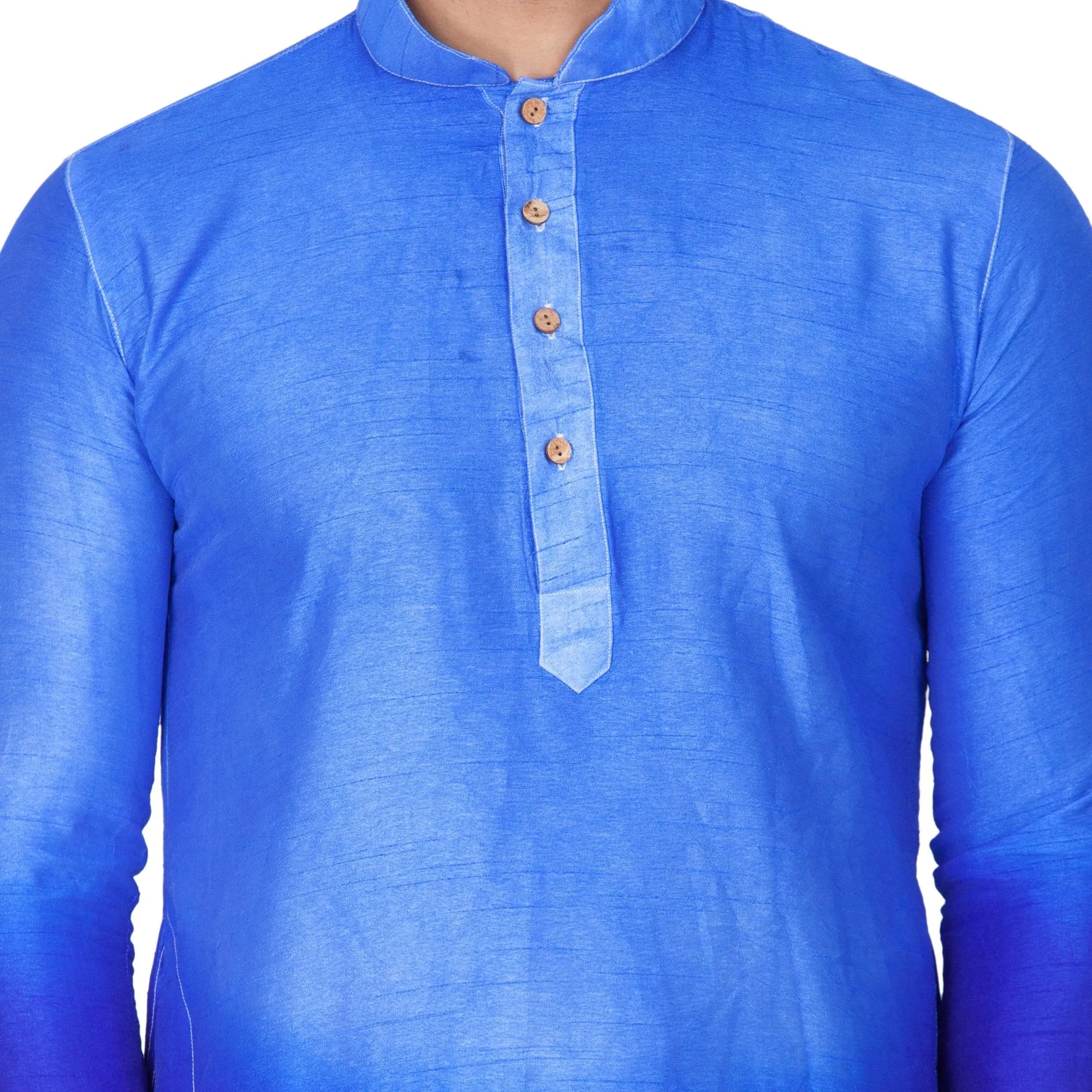 Jashvi  Men's Blue Cotton Silk Blend Kurta and Pyjama Set