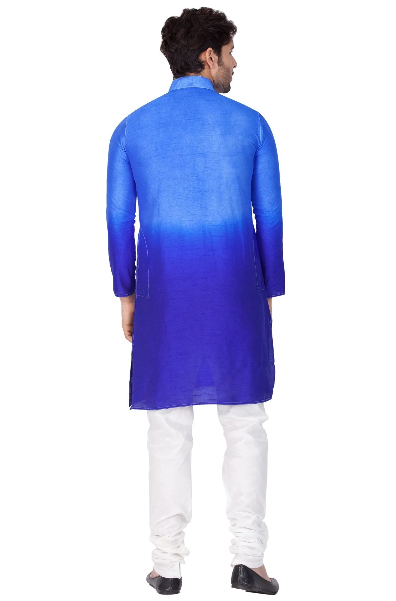 Jashvi  Men's Blue Cotton Silk Blend Kurta and Pyjama Set