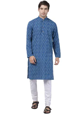 Jashvi Men's Blue Pure Cotton Kurta and Churidar Set