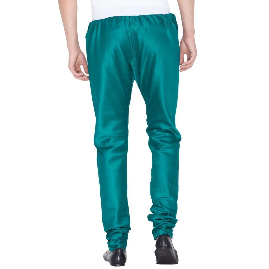 Jashvi Men's Turquoise Cotton Silk Blend Churidar