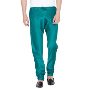 Jashvi Men's Turquoise Cotton Silk Blend Churidar