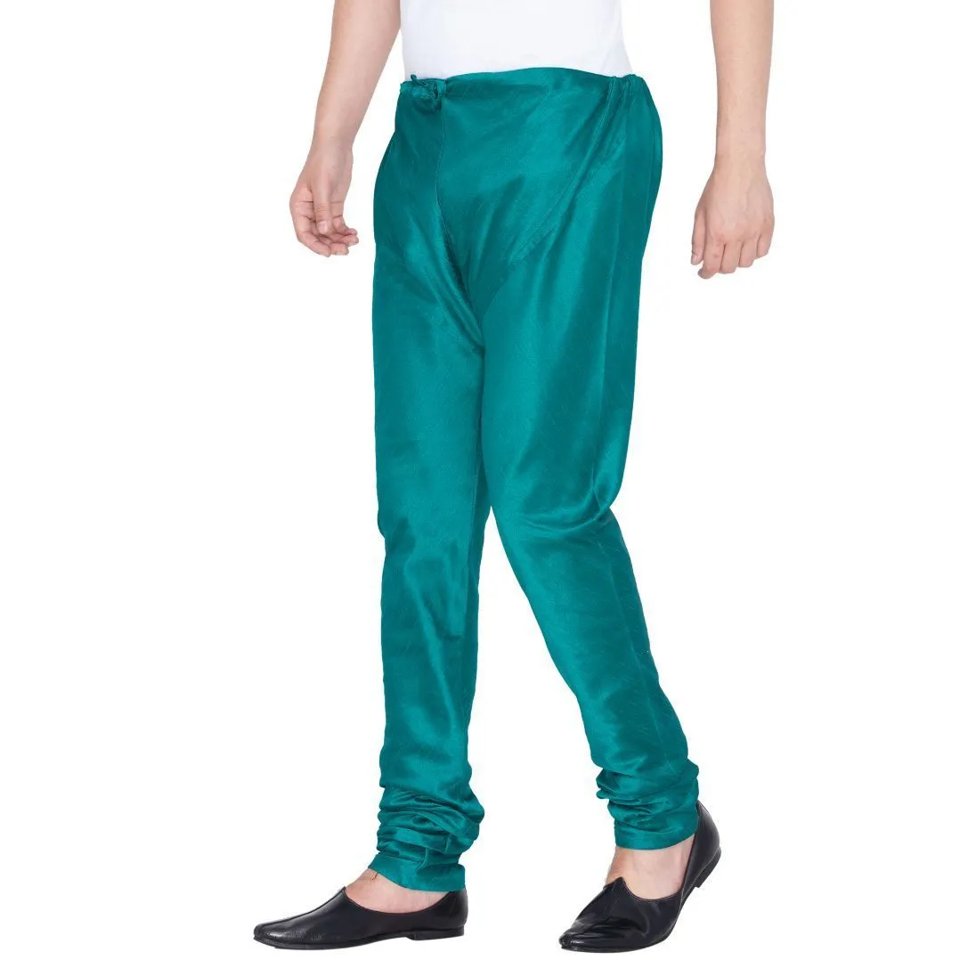 Jashvi Men's Turquoise Cotton Silk Blend Churidar