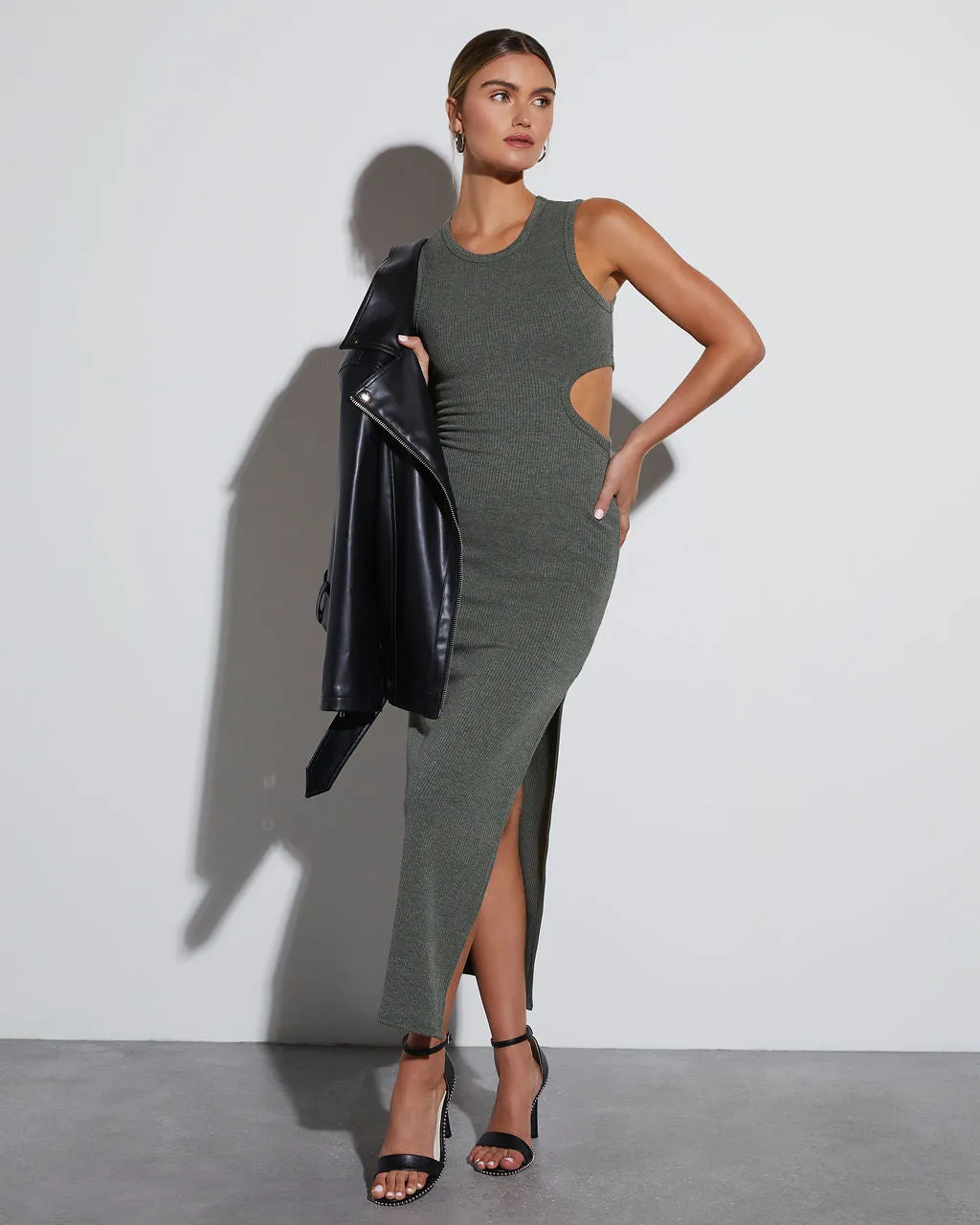 Jordana Ribbed Cutout Maxi Dress