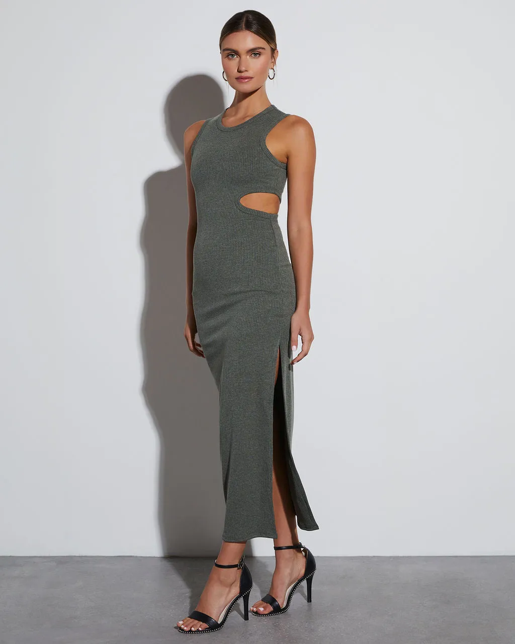 Jordana Ribbed Cutout Maxi Dress