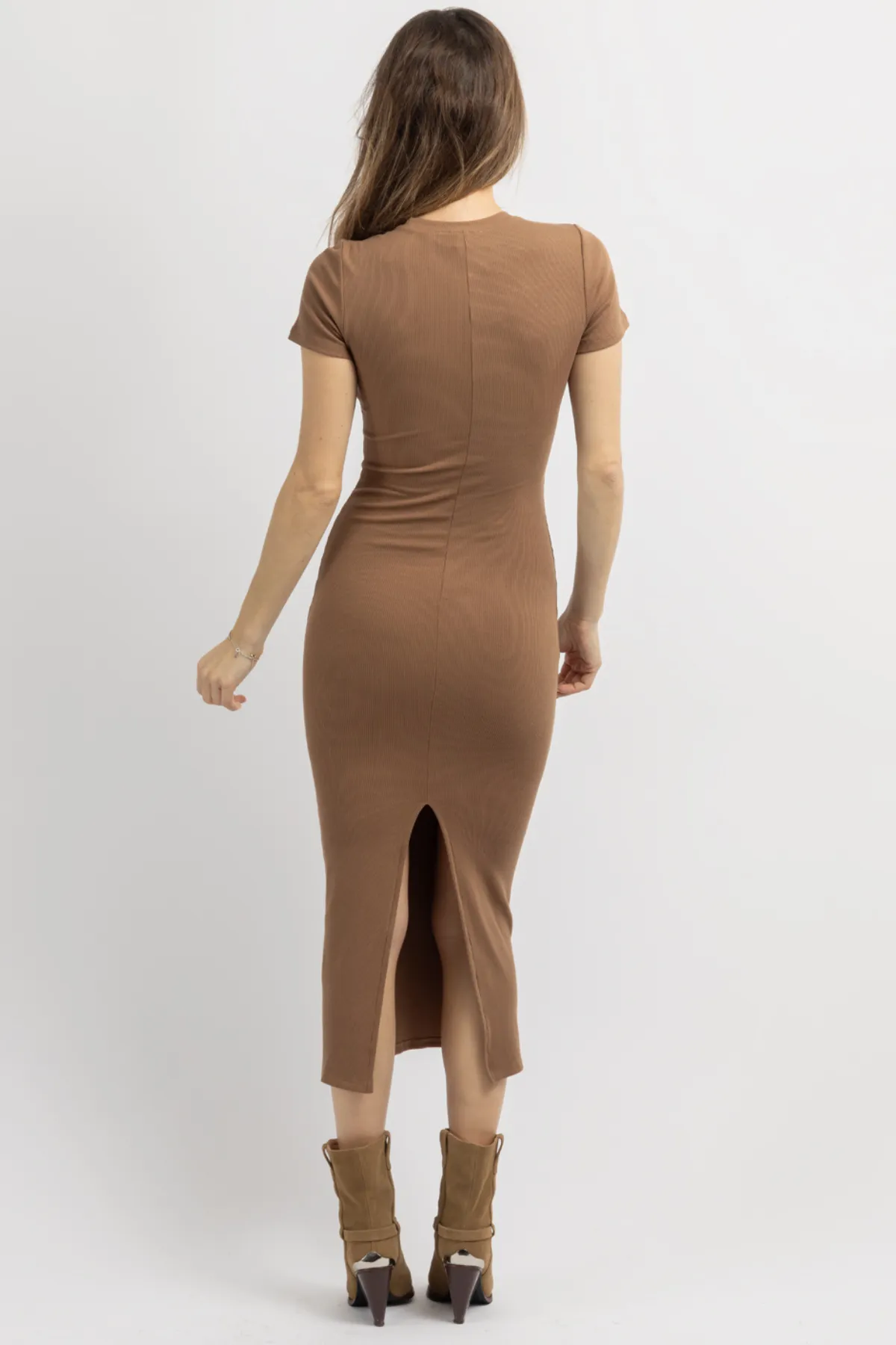 KACEY CAMEL RIBBED MIDI DRESS